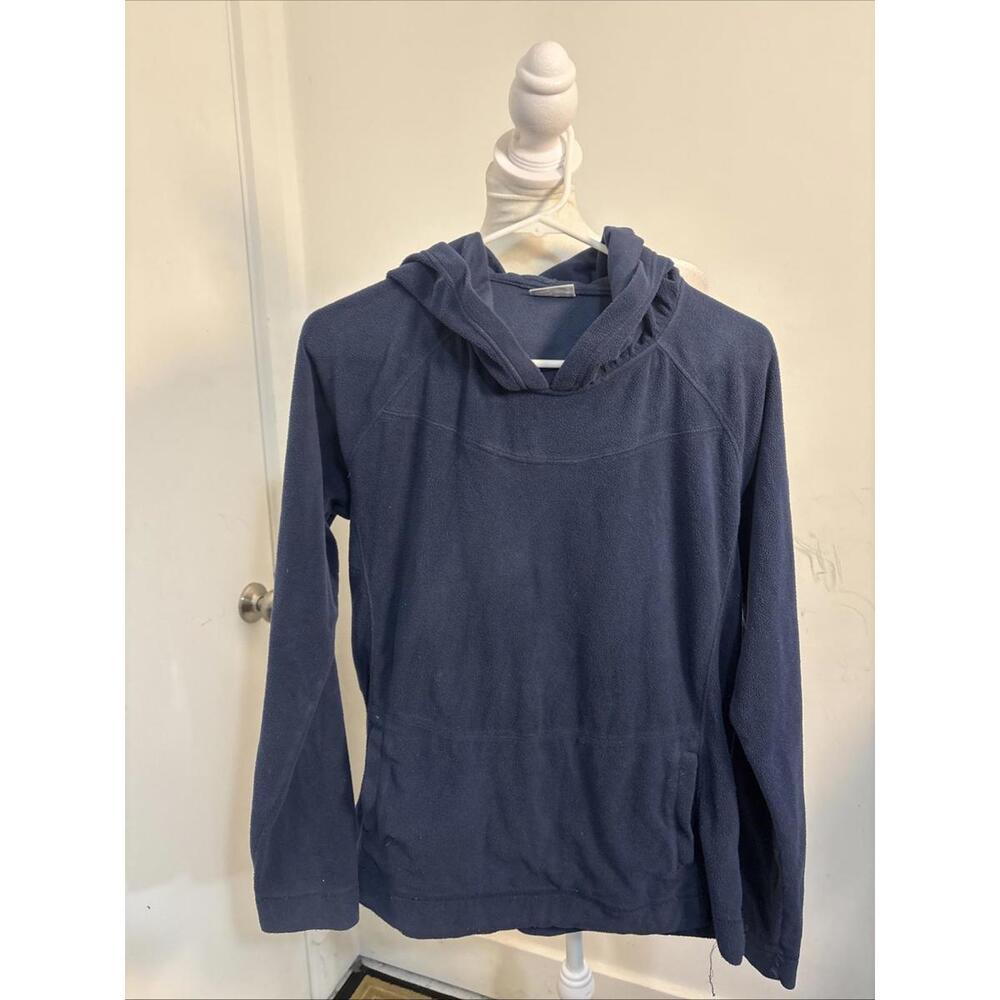 COLUMBIA Women's XL pull Over hoodie Navy Blue 100% Polyester kangaroo pocket